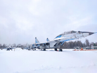 Russian multifunctional light fighter in winter in snow