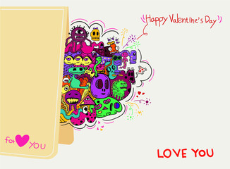 Valentines day doodles background,greeting card