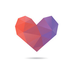 Heart shape purple color abstract isolated on a white backgrounds, vector illustration