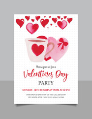 Printable Valentine’s Day Invitation, Sweetheart Party Invitation, Little Sweetheart 1st Birthday Invite, Red Pink Heart Party Invitation