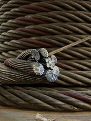 Close up steel wire rope cross section