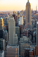 Aerial view of Manhattan skyscrapers, NYC, USA