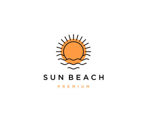 Fototapeta premium Sun beach logo icon design template flat