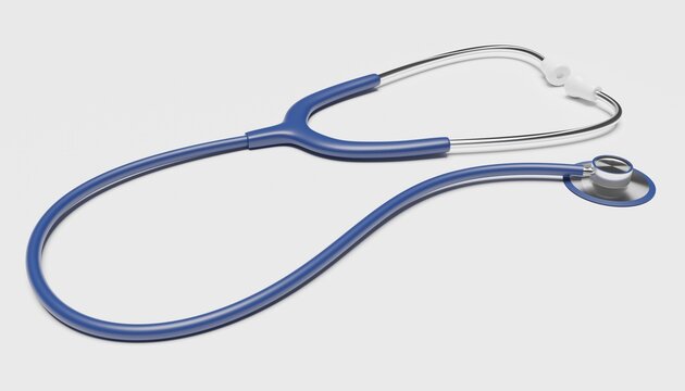 3D-Illustration of a blue stethoscope, cgi render image