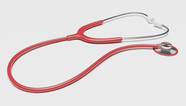 3D-Illustration of a red stethoscope, cgi render image