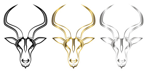 Line art vector of impala head Suitable for use as decoration or logo Line art vector of springbok head Suitable for use as decoration or logo - obrazy, fototapety, plakaty