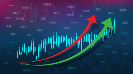 forex statistics, financial analytics dashboard graph, line  and arrows vector illustration