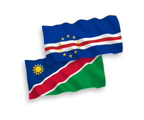 Flags of Republic of Cabo Verde and Republic of Namibia on a white background