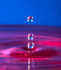 Water drop falling into water