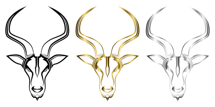 Line art vector of impala head Suitable for use as decoration or logo Line art vector of springbok head Suitable for use as decoration or logo