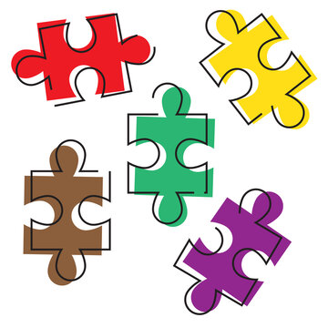 colorful jigsaw puzzle illustration design stock illustrator eps 10