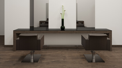 3D illustration of a modern hairdresser shop