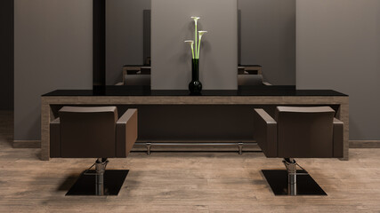 3D illustration of a modern hairdresser shop