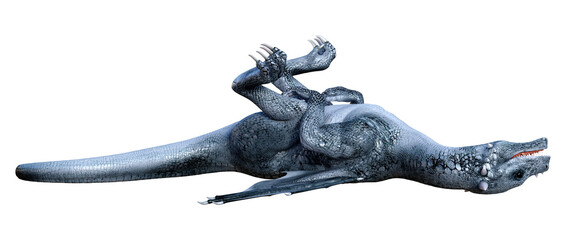 3D Rendering Fairy Tale Dragon on White