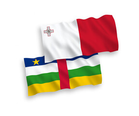 Flags of Malta and Central African Republic on a white background