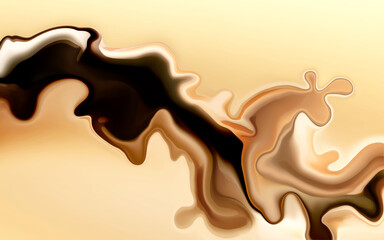 Chocolate with milk fluid splash texture. Cocoa or coffee cream delicious food background. Tasty yogurt cream dessert.