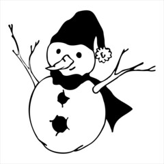 Snowman and hat. Vector (2)