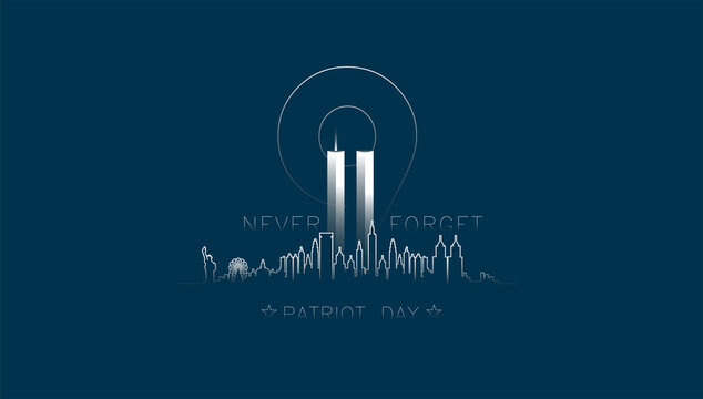11 September- illustration for Patriot Day USA poster or banner.