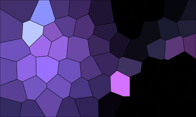 Purple violet polygons scattered in dark digital fragment of mosaic or puzzle. Conceptual geometric flat design. Digital minimal artwork. Great as cover, print, blank, poster, background, wallpaper.