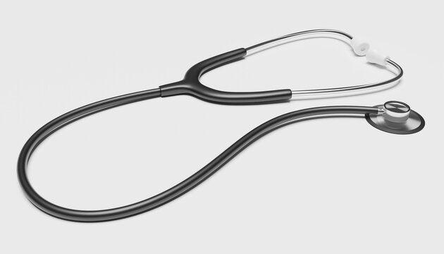 3D-Illustration of a black stethoscope, cgi render image