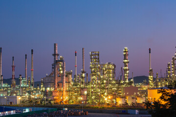 Fototapeta na wymiar Oil​ refinery​ and​ plant of petrochemistry industry in oil​ and​ gas​ ​industry