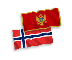 Flags of Norway and Montenegro on a white background