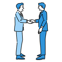 握手をしている全身の若いスーツの男性たち
