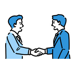 握手をしている上半身の若いスーツの男性たち
