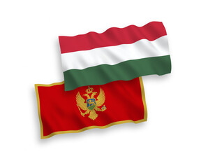 Flags of Montenegro and Hungary on a white background