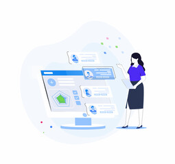 Recruitment concept for web page, banner, presentation. Job interview, recruitment agency vector illustration.
