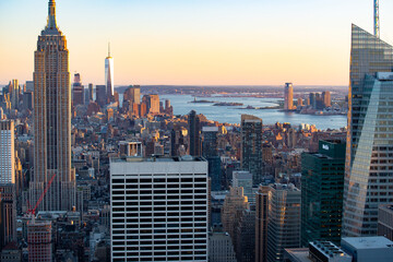 Aerial view of Manhattan skyscrapers, NYC, USA