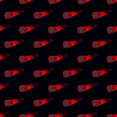 Meteor shower seamless pattern. Hand drawn comets fly background.
