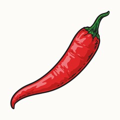 Fresh red chili pepper on isolated background