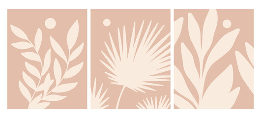 Botanical Boho Art Vector Collection. Earthy Warm Colors Minimalist Elegant Wall art Decor Illustration © Levin