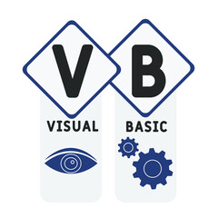 VB - Visual Basic acronym. business concept background. vector illustration concept with keywords and icons. lettering illustration with icons for web banner, flyer, landing pag
