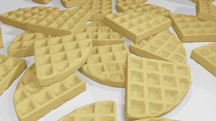 Waffle on White Background 3d Render