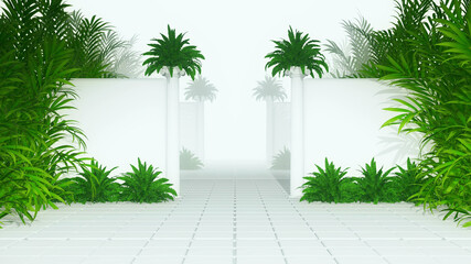 Abstract Wall Plant 3d Render