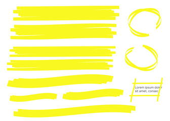 yellow marker text selection. Yellow watercolor hand drawn highlight