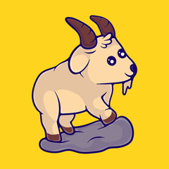 cute mountain goat illustration suitable for mascot sticker and t-shirt design