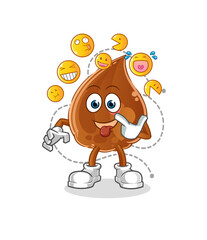 chocolate drop laugh and mock character. cartoon mascot vector