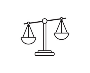 Scales icon isolated on white background. justice, attorney symbol. Vector illustration.