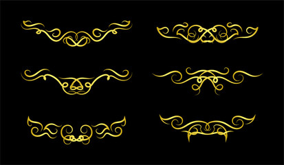 Gold Borders Elements Set Collection, ornament Vector