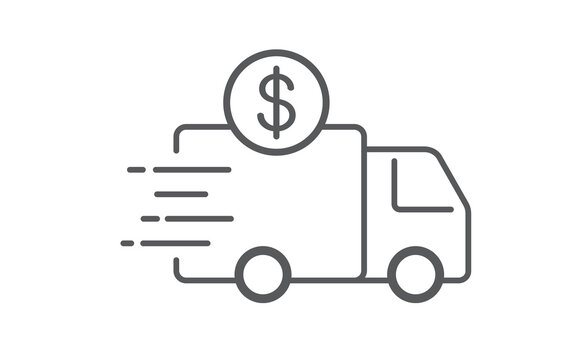 Delivery cost icon. Transportation costs. Design for website and mobile apps. Vector illustration.