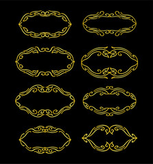 Gold Borders Elements Set Collection, ornament Vector