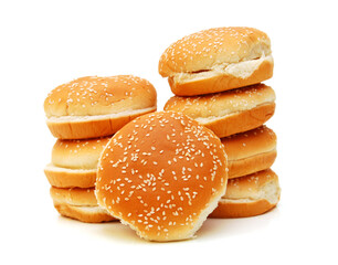 buns with sesame seeds on a white background 