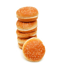 buns with sesame seeds on a white background 