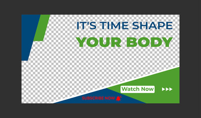 Editable Medical, Health and fitness training, exercise, social media web banner, and youtube thumbnail template | Youtube live stream video thumbnail for marketing agency | video thumbnail | Youtube