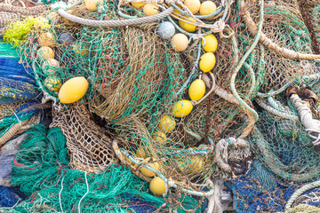 Fishing nets, Cala Rajada, Capdepera, Majorca, Mallorca, Balearic Islands, Spain