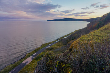 Coast near the Tatar Strait at sunset