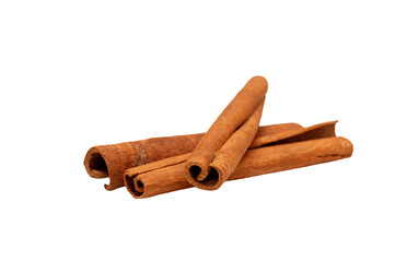Cinnamon sticks isolated on white background without shadow